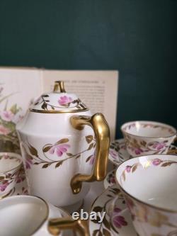 H&M Sutherland Service à thé et café en porcelaine fine vintage couleur os, rose rose et dorure, duo, théière rose  <br/>