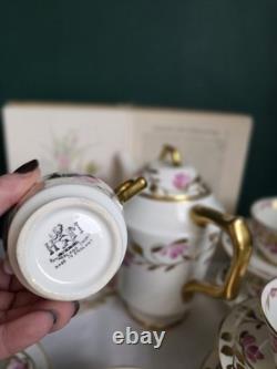 H&M Sutherland Service à thé et café en porcelaine fine vintage couleur os, rose rose et dorure, duo, théière rose<br/>