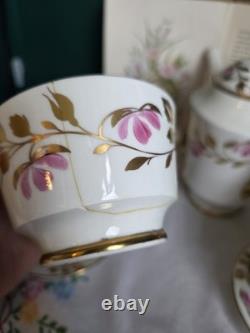 H&M Sutherland Service à thé et café en porcelaine fine vintage couleur os, rose rose et dorure, duo, théière rose <br/>	
