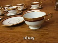Hutschenreuther Selb Bavaria Cups & Saucers (8 Sets) Gold Incrusted Withred Band