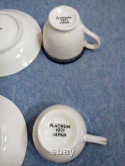 Japan Platinum Silver Set De 4 Tasses & Saucers Thé Blanc Café Millésime 1971