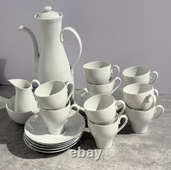 Karlskrona Suède Percy service à café en demi-tasse théière pot, pichet, bol, 10 tasses et soucoupes, vintage