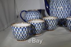 Lot De 9 Tasses De Café En Porcelaine Bleu Cobalt Vintage Lomonosov Ussr