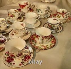 Lot Vintage Queens Porcelaine Anglais Bone Chine High Tea Coffee Cups Saucers Set