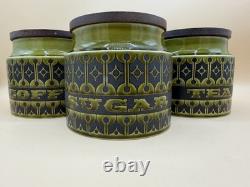 Lot de 3 bocaux de rangement vintage Hornsea Heirloom pour thé/café/sucre, petits, verts