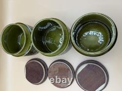 Lot de 3 bocaux de rangement vintage Hornsea Heirloom pour thé/café/sucre, petits, verts