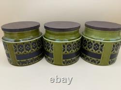 Lot de 3 bocaux de rangement vintage Hornsea Heirloom pour thé/café/sucre, petits, verts