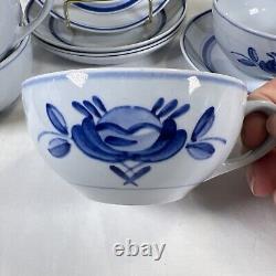 Lot de 5 ensembles tasse et soucoupe Vintage Arabia Finland Blue Rose pour thé et café