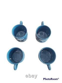 Lot de 7 anciennes tasses à café et soucoupes en jaspe néoclassique de Wedgwood bleu