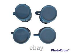 Lot de 7 anciennes tasses à café et soucoupes en jaspe néoclassique de Wedgwood bleu