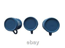 Lot de 7 anciennes tasses à café et soucoupes en jaspe néoclassique de Wedgwood bleu