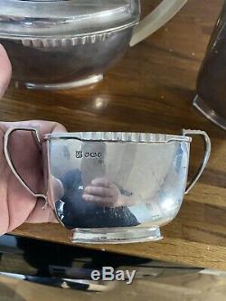 Lourd Argent Sterling 4 Piece Thé Et Café Set Art Déco Vintage Sheffield 1941