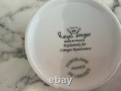 Magnifique ensemble de fruits vintage et 4 trios à café Limoges jamais utilisés monogramme Gl