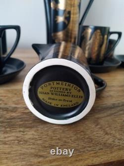 Magnifique grand service à café vintage Portmeirion Phoenix noir et or John Cuffley