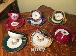 Mélange De 6 Tasses Et Soucoupes Vintage Allemand Gloria Coffee Porcelain Set