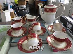 Nagase China Rare Vintage Tea Set À Café, 6 Tasses Et Soucoupes, Pot À Lait Et Cafetière