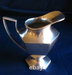 Old Silver Plated Art Déco Set Tea/cafee Pot Sugar Bowl Avec LID & Creamer
