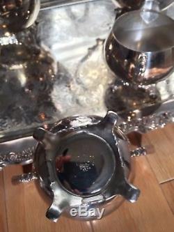 Oneida 6 Piece Silverplate Tea Set De Café Vintage Excellent État Inutilisé