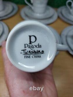 Pagode vintage par Tienshan Fine China Service à thé de 18 pièces