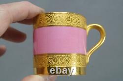 Paragon Rose Bouquet Pompadour Pink & Gold Incrusted Demitasse Cup & Saucer C