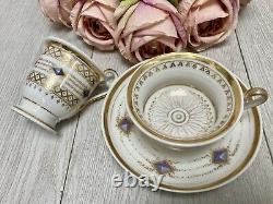 Paris Porcelaine Trio Tea Cup, Saucer, Coffee Cup Antique Vintage Gold C. 1840