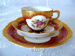 Pas De Théière ! Antique Vtg Allemand Lindner Kueps HP Porceln Red Floral Tea Coffee Set
