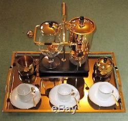 Perco Rétro Vintage Balance Café Maker 0,6 Litre Comp Set Vgc 24kt Gold Plate