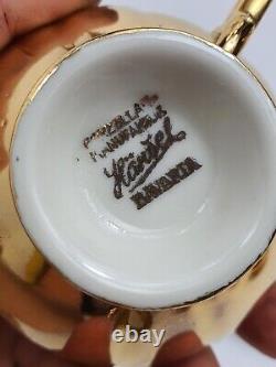 Plats de haute qualité, service en porcelaine dorée, espresso J. Kronester pour 6 personnes. Vintage.