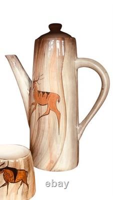 Pot à café / cruche en poterie vintage Lauriana Studio et bol à sucre en superbe condition