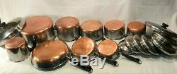 Qce Vtg Avant 1968 Copper Bottom Revere Ware Marmite Sauce Frying Pan Café Set