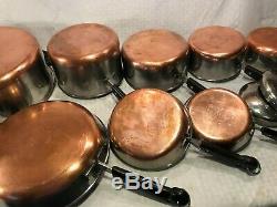 Qce Vtg Avant 1968 Copper Bottom Revere Ware Marmite Sauce Frying Pan Café Set