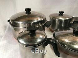 Qce Vtg Avant 1968 Copper Bottom Revere Ware Marmite Sauce Frying Pan Café Set