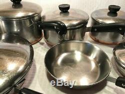 Qce Vtg Avant 1968 Copper Bottom Revere Ware Marmite Sauce Frying Pan Café Set