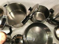 Qce Vtg Avant 1968 Copper Bottom Revere Ware Marmite Sauce Frying Pan Café Set