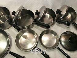 Qce Vtg Avant 1968 Copper Bottom Revere Ware Marmite Sauce Frying Pan Café Set