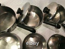 Qce Vtg Avant 1968 Copper Bottom Revere Ware Marmite Sauce Frying Pan Café Set