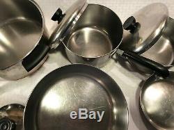 Qce Vtg Avant 1968 Copper Bottom Revere Ware Marmite Sauce Frying Pan Café Set