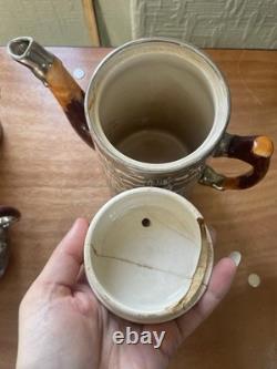 RARE Ensemble à café et thé en argent Art Déco Arthur Wood 4 pièces des années 1930