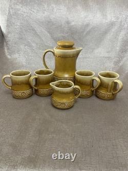 RARE Ensemble de Café en Poterie Japonaise à Émaillage Goutte à Goutte - Cafetière, 4 Tasses, Pot à Lait