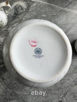 Rare Ensemble de Café/Thé en Porcelaine Fine Hollohaza Erika Vintage