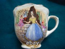 Rare Ensemble de café/thé de jardin pour amoureux de pièces vintage complètes 15 pièces parfaites Crown Ducal