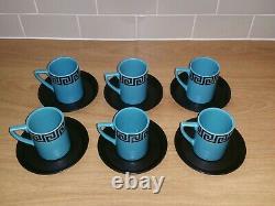 Rare Portmeirion Susan Williams-ellis Grec Key Coffee Set Blue Black Vintage