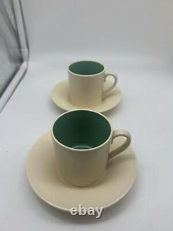 Rare Susie Cooper Kestrel Design Green & Cream Vintage Cafe Set Cup Saucer
