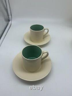 Rare Susie Cooper Kestrel Design Green & Cream Vintage Cafe Set Cup Saucer