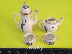 Rare Vintage / Antique Royal Worcester Early Re. Chinois Miniature Tea / Café