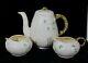 Rare! Vintage Belleek Pottery Shamrock Pattern 3 Piece Coffee Set Menthe