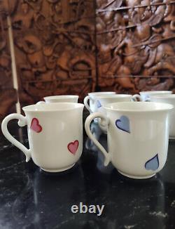 Rare Vintage D. Porthault 7 Pc Limoges Les Coeurs Pink & Blue Hearts Mug Set
