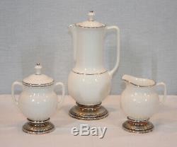 Rare Vintage Lenox T328 Set De Café En Porcelaine De Chine Et Argent Massif Menthe