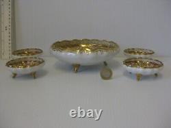 Rare Vintage Noritake Rc Nippon Or Bijouté Et Roses Ensemble De Assiettes Sur Pieds
