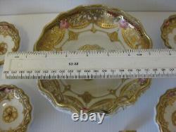 Rare Vintage Noritake Rc Nippon Or Bijouté Et Roses Ensemble De Assiettes Sur Pieds